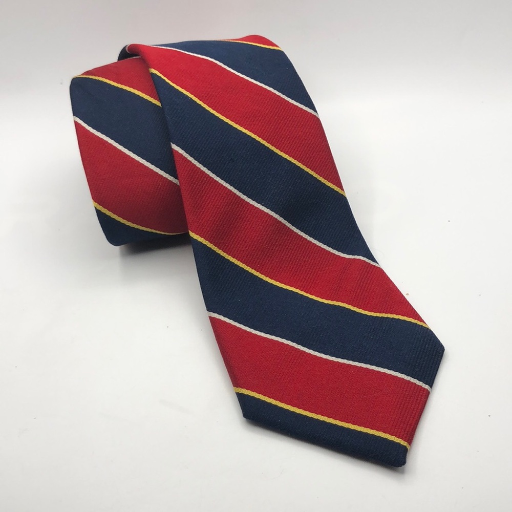 VTG Bill Blass Signature All Silk Slim Tie Diagonal Repp Stripes Pattern